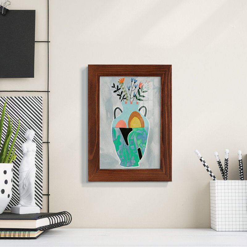 Blayze Collage Vase IV, encadré sur papier, H 9 po x l 7 po x P 1 po, Châtaigne