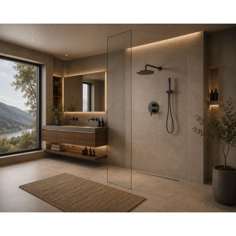 Ensemble de douche thermostatique à pression équilibrée 12 "Grey Gun