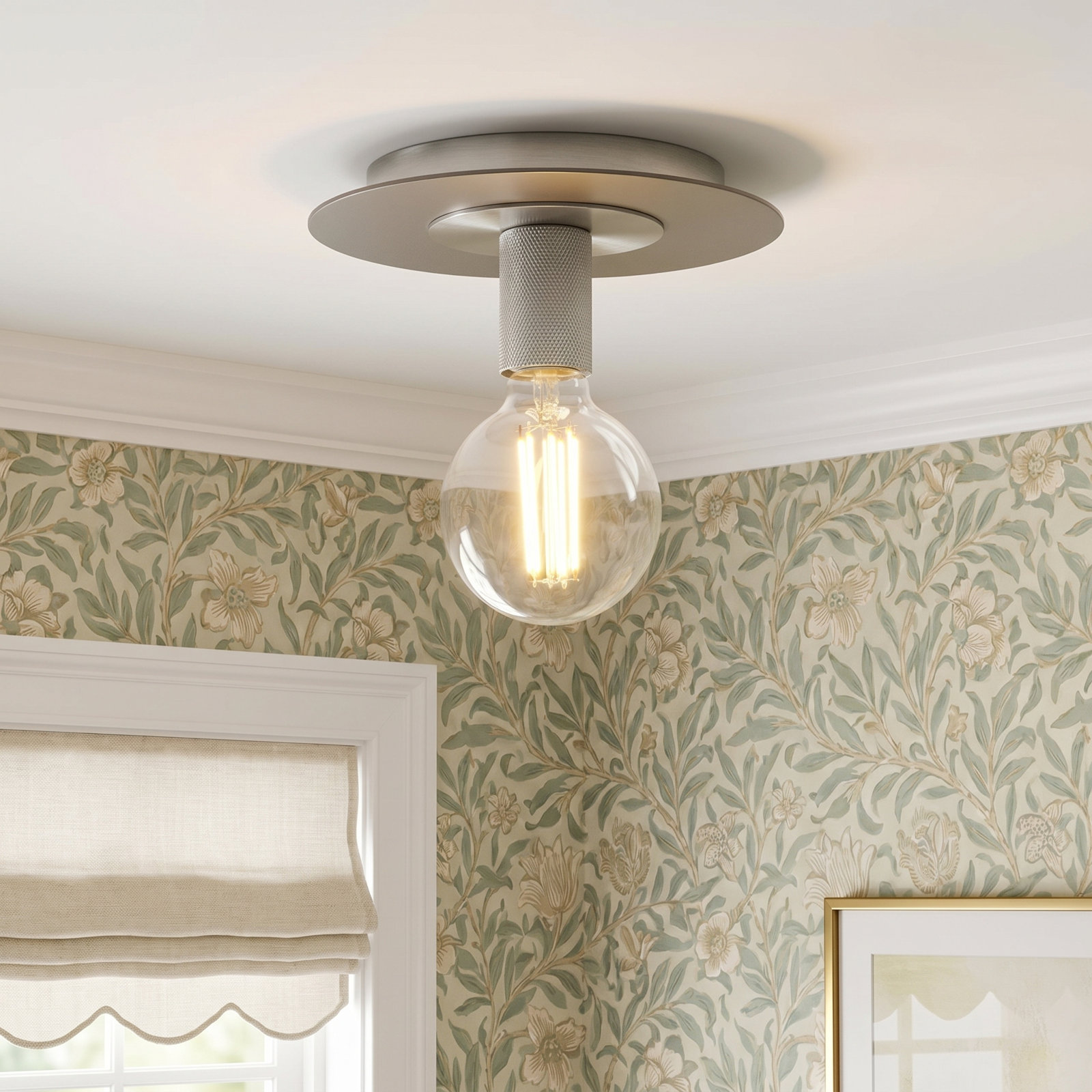Single Light Semi Flush Mount, Brushed Nickel