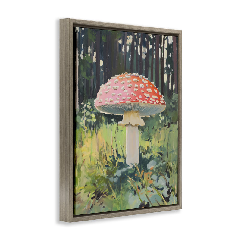 Champignon rouge dans un cadre flottant ensoleillé, conçu par The Prints Vibe, 21 x 17, Montalcino orme flottant encadré
