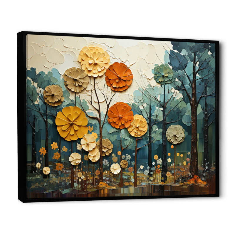 «Martene Forest Majestic Forest Collage I», reproduction, Cadre flottant noir, H 16 po x l 32 po x P 1 po
