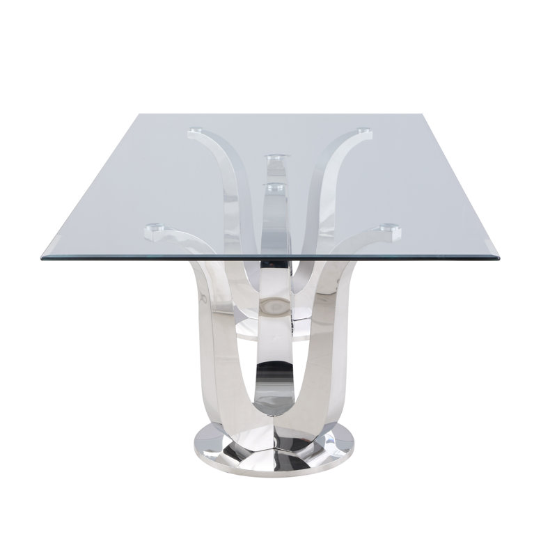 Belshin Contemporary Rectangular Glass Dining Table