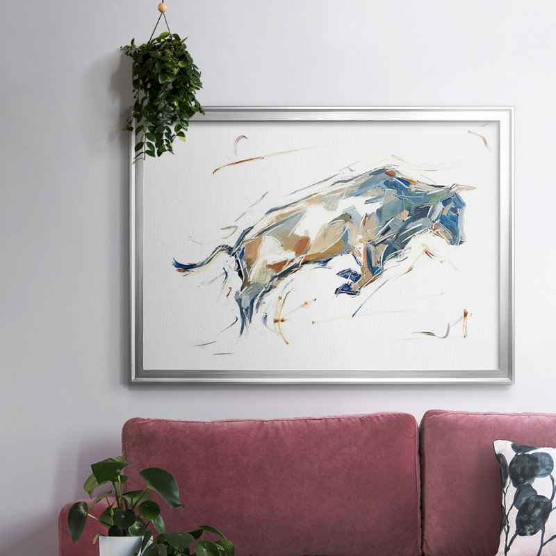 Modern Bull Study I, reproduction d'art sur toile, Argent, H 18 po x l 26 po