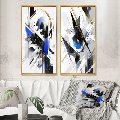 «Blue» cubiste symphonie - ensemble de 2 reproductions d'art mural - cubisme pour décoration de bureau