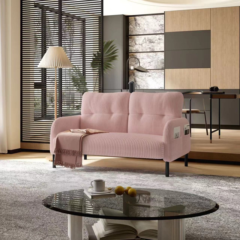 comfortable monochrome double sofa, suitable for living rooms and bedrooms, Pink
