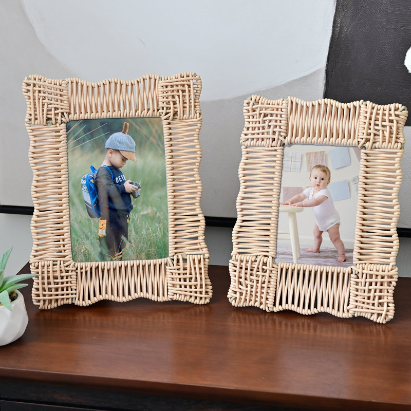 Ensemble de cadres photo Boho Farmhouse Faux Wicker
