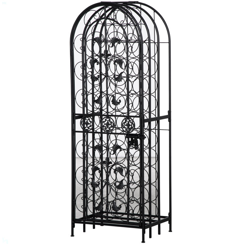 45 Bottle Wrought Iron Wine Rack Jail With Lock