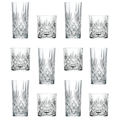 Melodia Highball Glass and Whiskey Glass Set