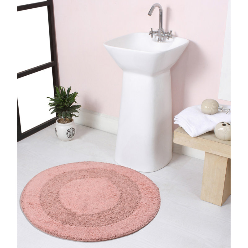 Plush Cotton Round shape bath Rug, Pink, 30"W x 30"L