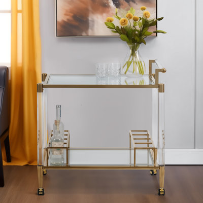 32" Lushley Acrylic Drink Cart, 32"H - 30" x 19" x 32" by Everly Quinn