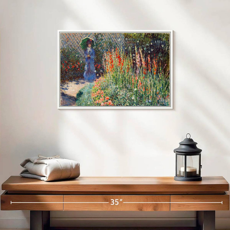 Lit à fleurs arrondi 1876, 19 po x 13 po, Cadre flottant blanc