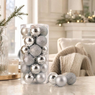 Décorations de Noël - Grandes boules de Noël électroplaquées colorées de 5 cm (lot de 24)