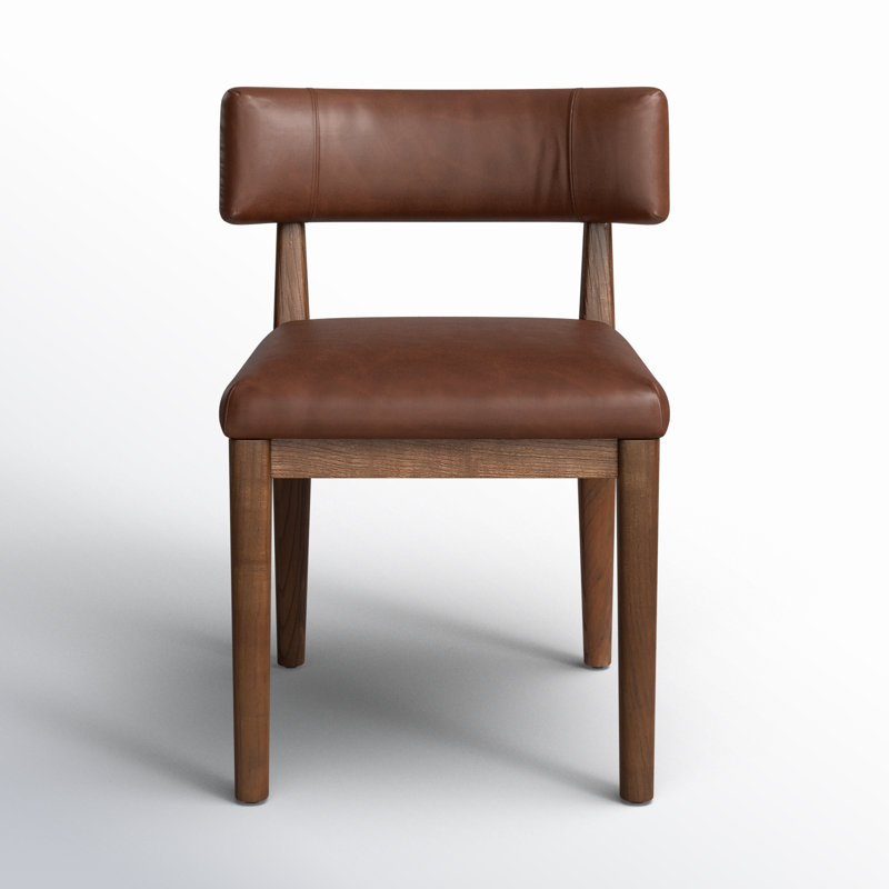 Cardell Fabric Side Chair in Alcala Nickel, Genuine Leather Brown, Brown