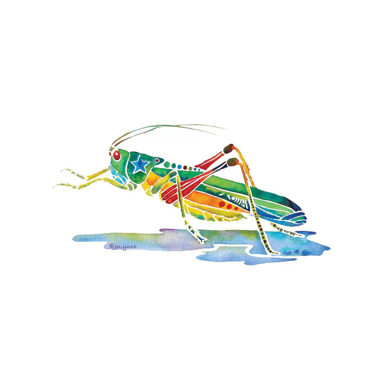«Grasshopper Insect» par Jo Lynch - peinture sur toile tendue, H 8 po x l 12 po x P 0,75 po