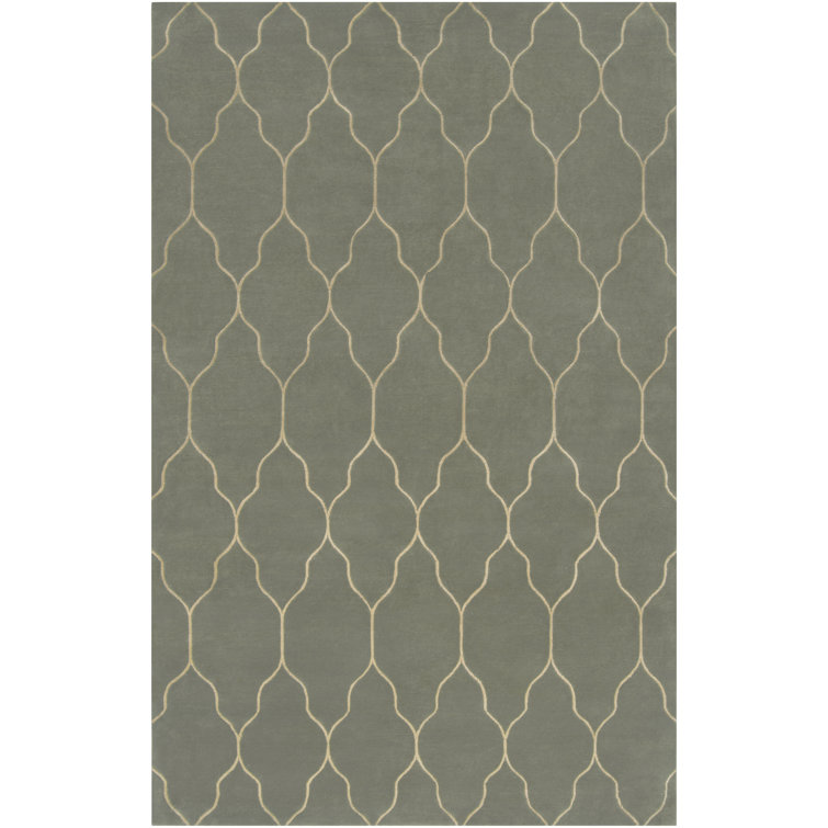Tapis vert en laine noué à la main Moreton