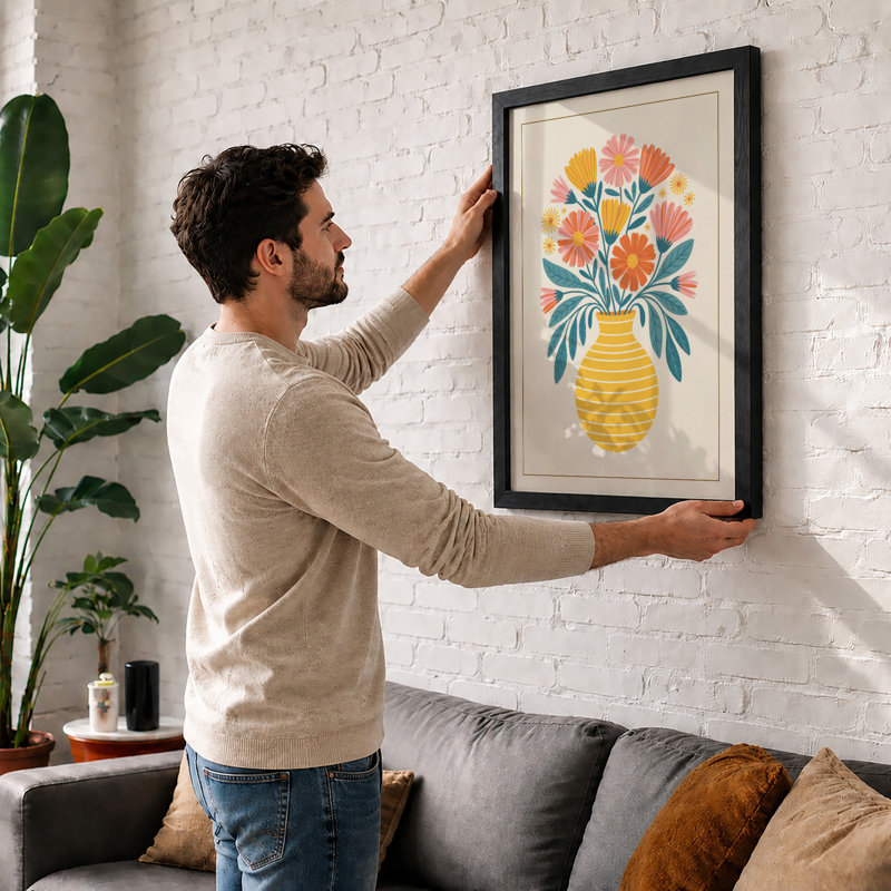 Floral Symmetry Botanical - Framed Print, Walnut, A4 - 29.7 x 21.0 cm