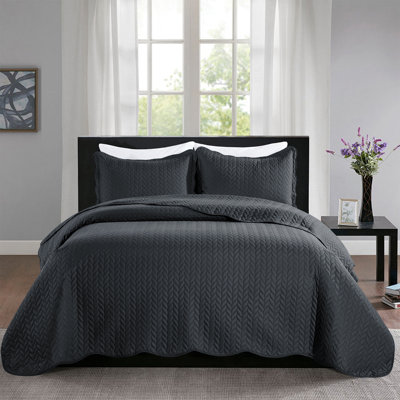 Ensembles de courtepointe en microfibre gaufrée pour grand lit | Couvre-lit de qualité hôtelière