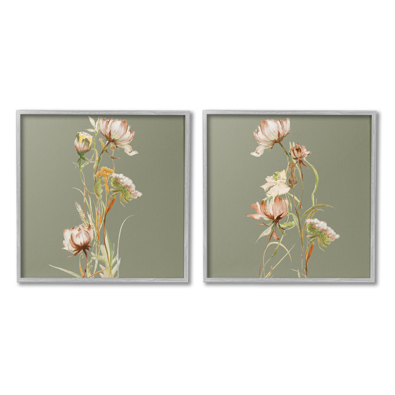 "Classic Blooms On Green" par Liz Jardine, 2 pièces sur toile, H 17 po x l 17 po