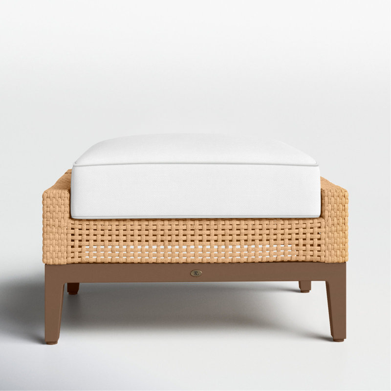 Peninsula Woven Ottoman - Light Raffia/Sandalwood, Light Raffia/Natural Sandalwood, Welt + Standard fill, Natural White
