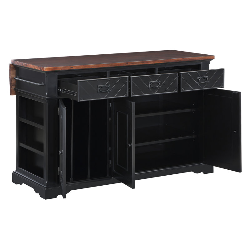Damon Wood Kitchen Island, Black