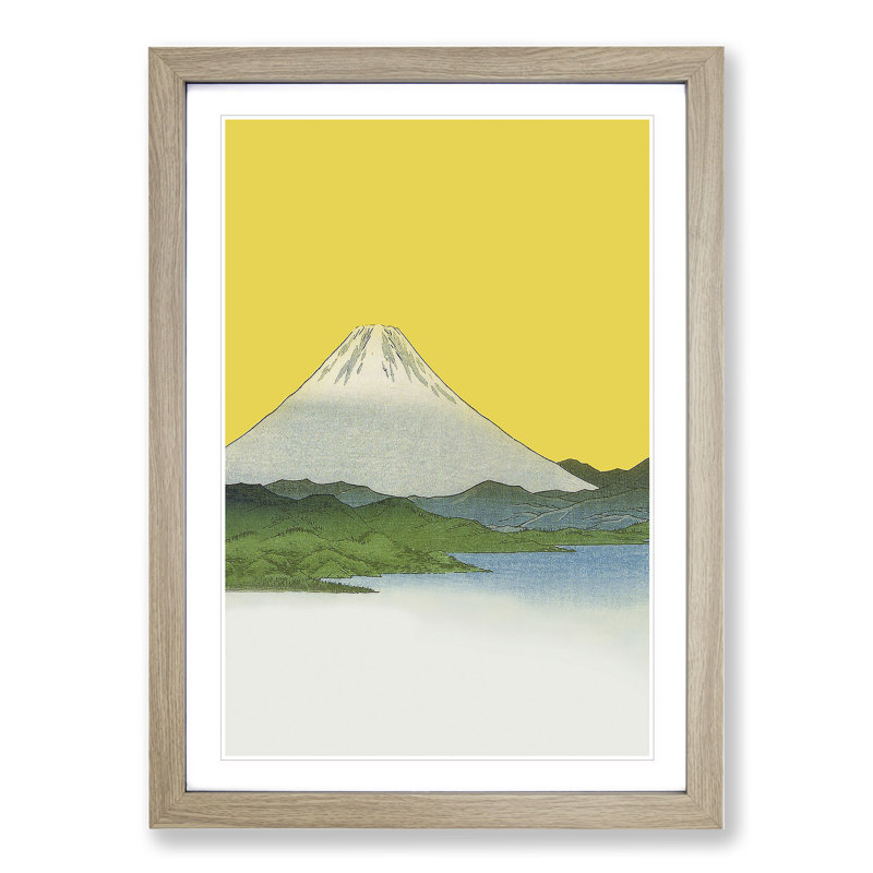 Mount Fuji V2 - Picture Frame Painting, 90cm H x 65cm W x 2cm D, Oak Framed