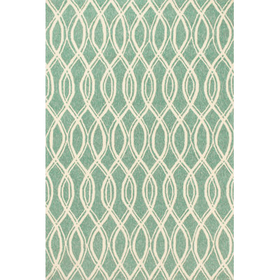 Tapis décoratif à motifs géométriques crochetés à la main vert/beige intérieur/extérieur Rankin