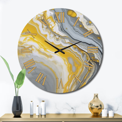 Horloge murale gris et jaune