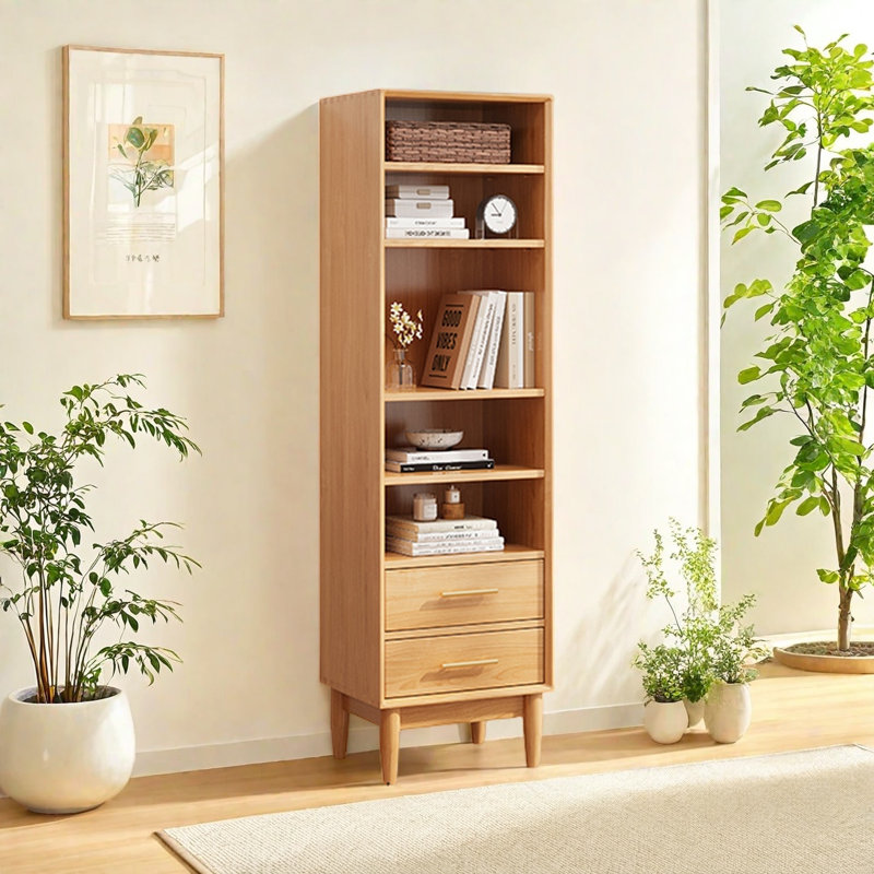 Bibliothèque moderne, simple et tendance, Burlywood, (5 tablettes) H 77,9 po x l 19,6 po x P 13,7 po