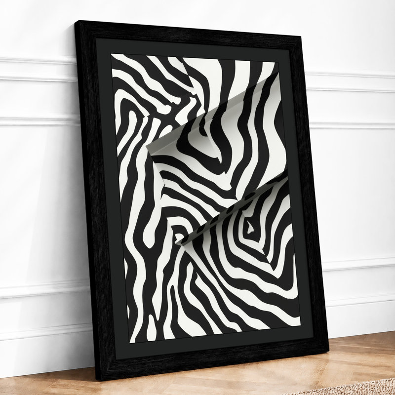 Flowing Rhythms Abstract - Framed Print, Black, A4 - 29.7 x 21.0 cm