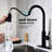 Matte Black Stainless Steel Kitchen Faucet With Pull Out , 360 Rotating High Nozzle, Single Lever For Water Temperature And Flow Adjustment, Corrosion Treatment, Aerators Bubble Production Reduced