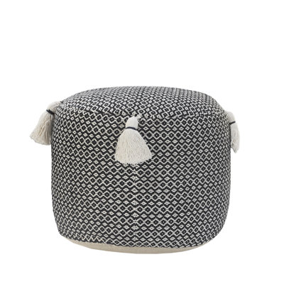 18" Black 100% Cotton Ottoman