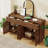 Vintage Sideboard Buffet Cabinet With 4 Hand-Carved Geometric Doors, 2 Drawers & Adjustable Feet-2056764262
