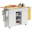 Îlot de cuisine roulant avec rangement, abattant et porte-sac pliable-729485956