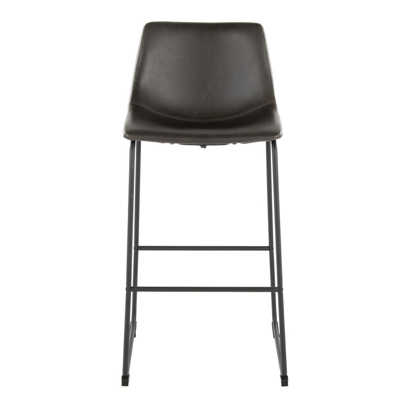 Tabouret de comptoir à hauteur fixe Duke avec coutures en zigzag, Gris, Tabouret de bar (siège d'une hauteur de 29,75 po)