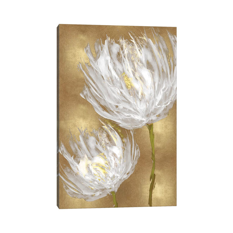 Tulips On Gold II by Vanessa Austin - Print on Canvas, 66.04 cm H x 45.72 cm W x 1.91 cm D, Wrapped Canvas