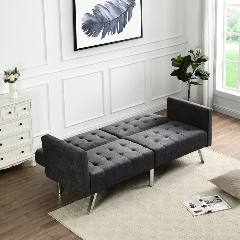 Canapé-lit gris foncé avec canapé-lit gris réglable et confortable, Gris foncé, H 29,17 po x l 75,61 po x P 30,91 po
