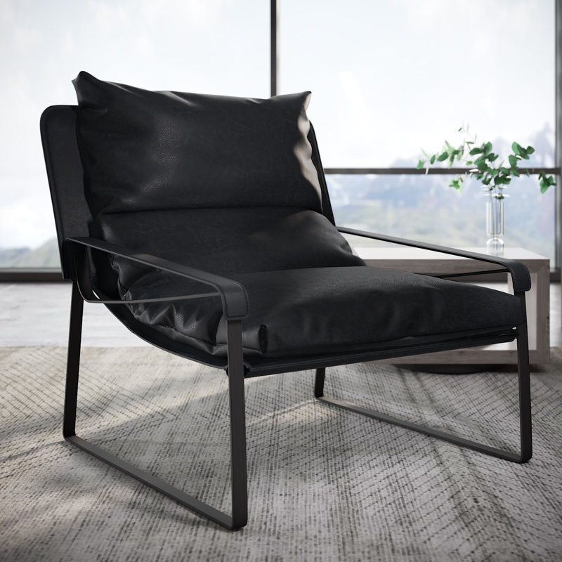 Méridienne Salgado, Cuir véritable noir onyx