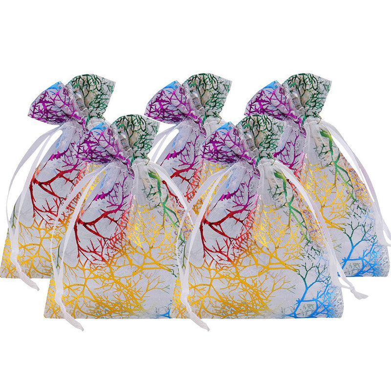 Sacs-cadeaux Coralline, H 4 po x l 5 po, Blanc/rose