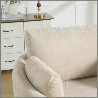 Fauteuil demi-tonneau pivotant de 42,52 po avec chenille, fauteuil d'appoint pivotant à 360 ° avec 3 coussins dodus, fauteuil pivotant rond avec coussin amovible pour le salon, taupe