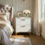 White And Gold 2-Drawer Rectangular Nightstand-1332093137