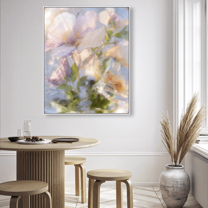 Floral Haze Print by Oliver Gal, 37"H x 46"W, White Floater Frame