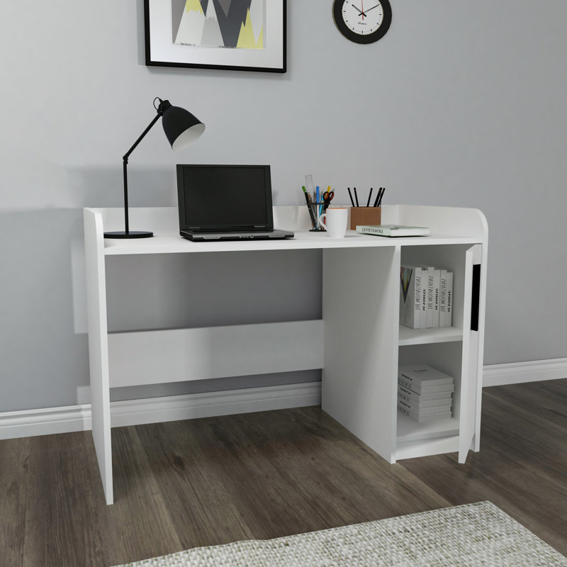 Lelia Computer Desk With Cabinet, White