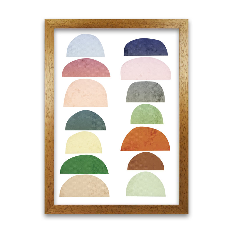 Half Moon Pastel Abstract Original - Print, 84cm H x 59cm W x 3cm D, Oak Frame
