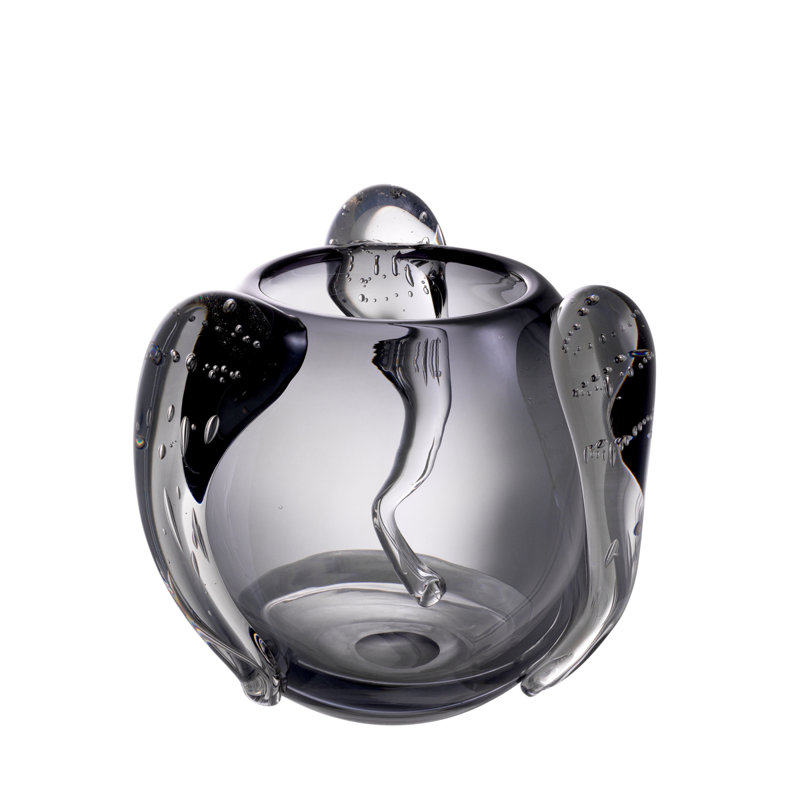 Sianluca Handmade Glass Table Vase, Gray, 28" H x 13" W x 13" D