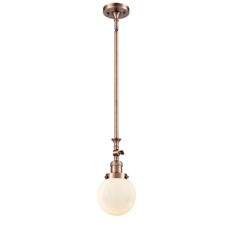 Luminaire suspendu sphère 1 lumière Zarmayr, Boîtier blanc mat, Cuivre antique, Ampoule non incluse