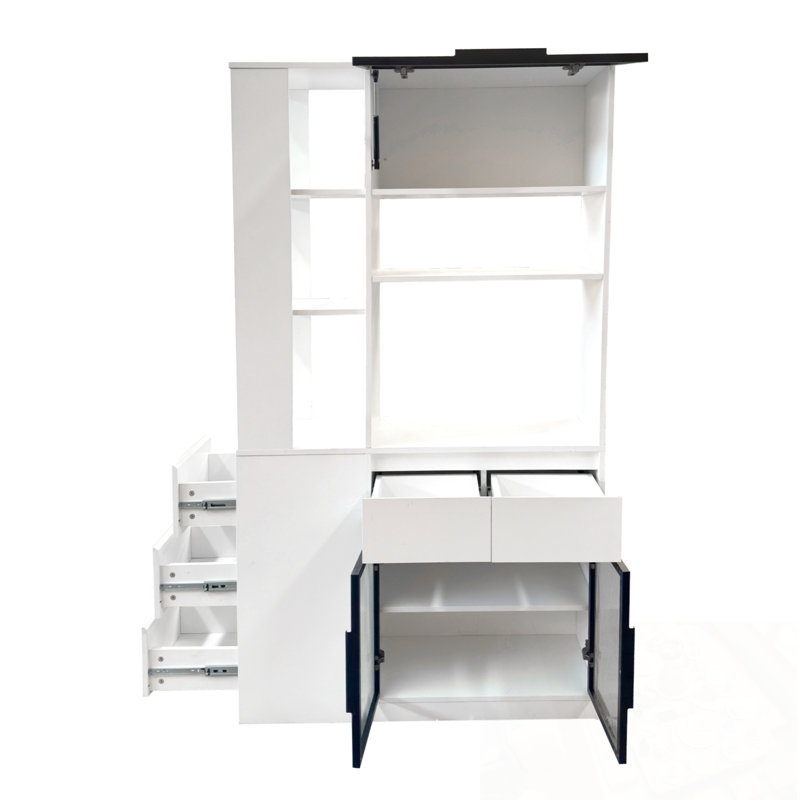 Armoire de rangement avec espace de rangement multifonctionnel, Blanc
