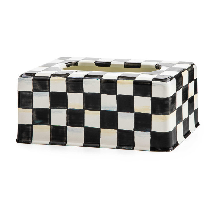 MacKenzie-Childs  Black & White Tartan Boutique Tissue Box Cover