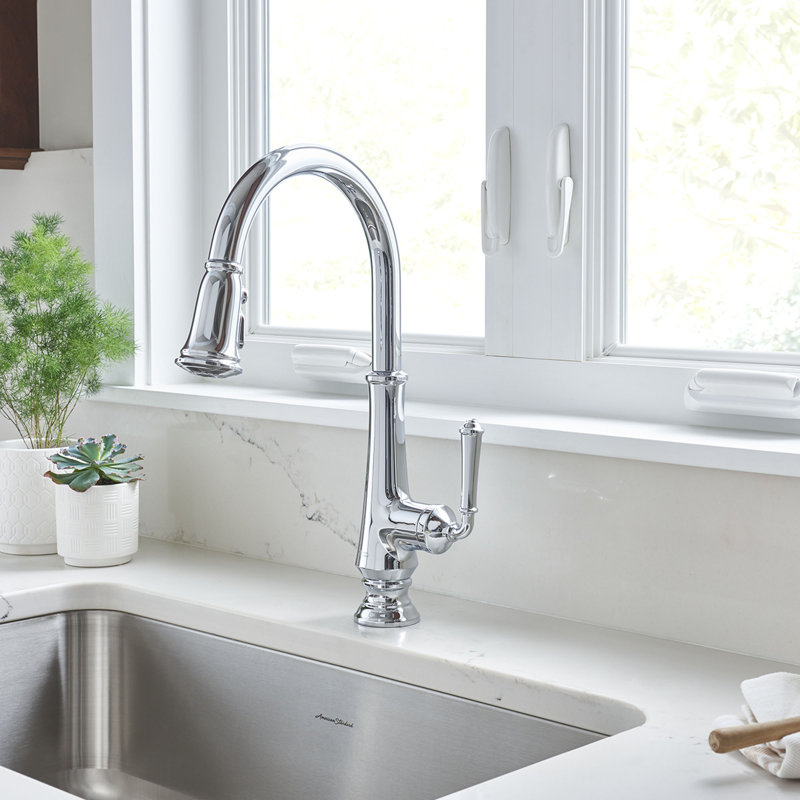 American Standard Delancey Pull Down Kitchen Faucet, Polished Chrome