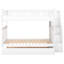 Lit superposé blanc double / double avec lit gigogne et construction en pin robuste, garde-corps sécuritaire, espace de rangement spacieux, assemblage simple par-dessus un escalier, bois, garde-corps, pratique-130429240