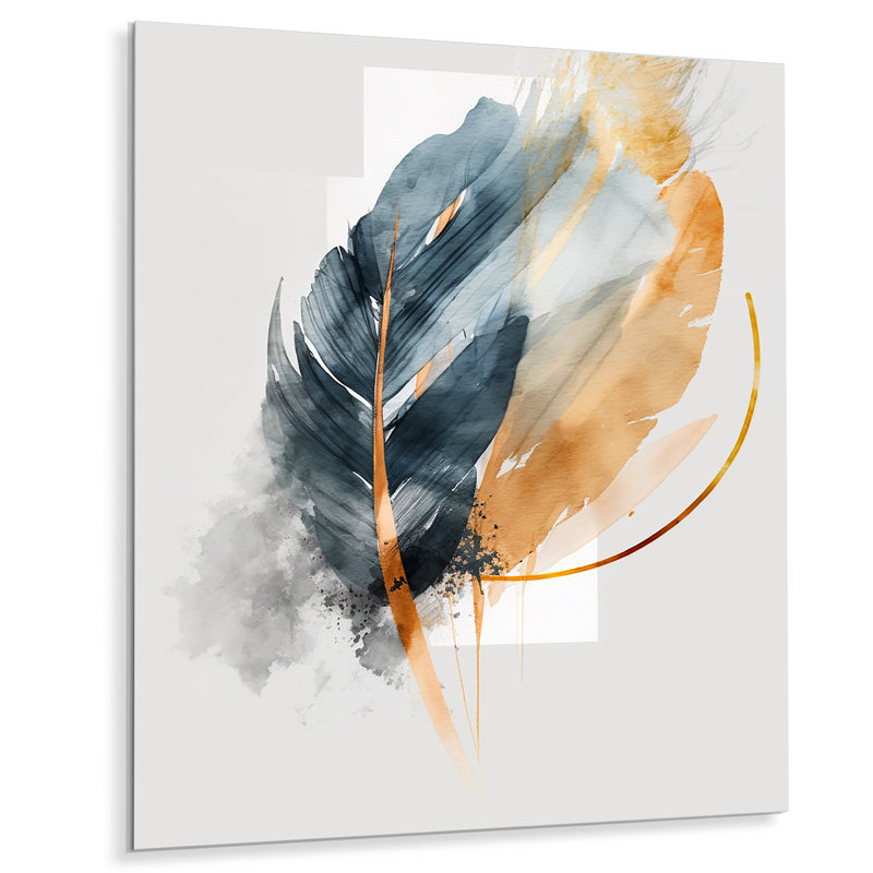 Blue Artful Philodenron Leaf - impression sans cadre sur métal, H 32 po x l 16 po x P 1 po
